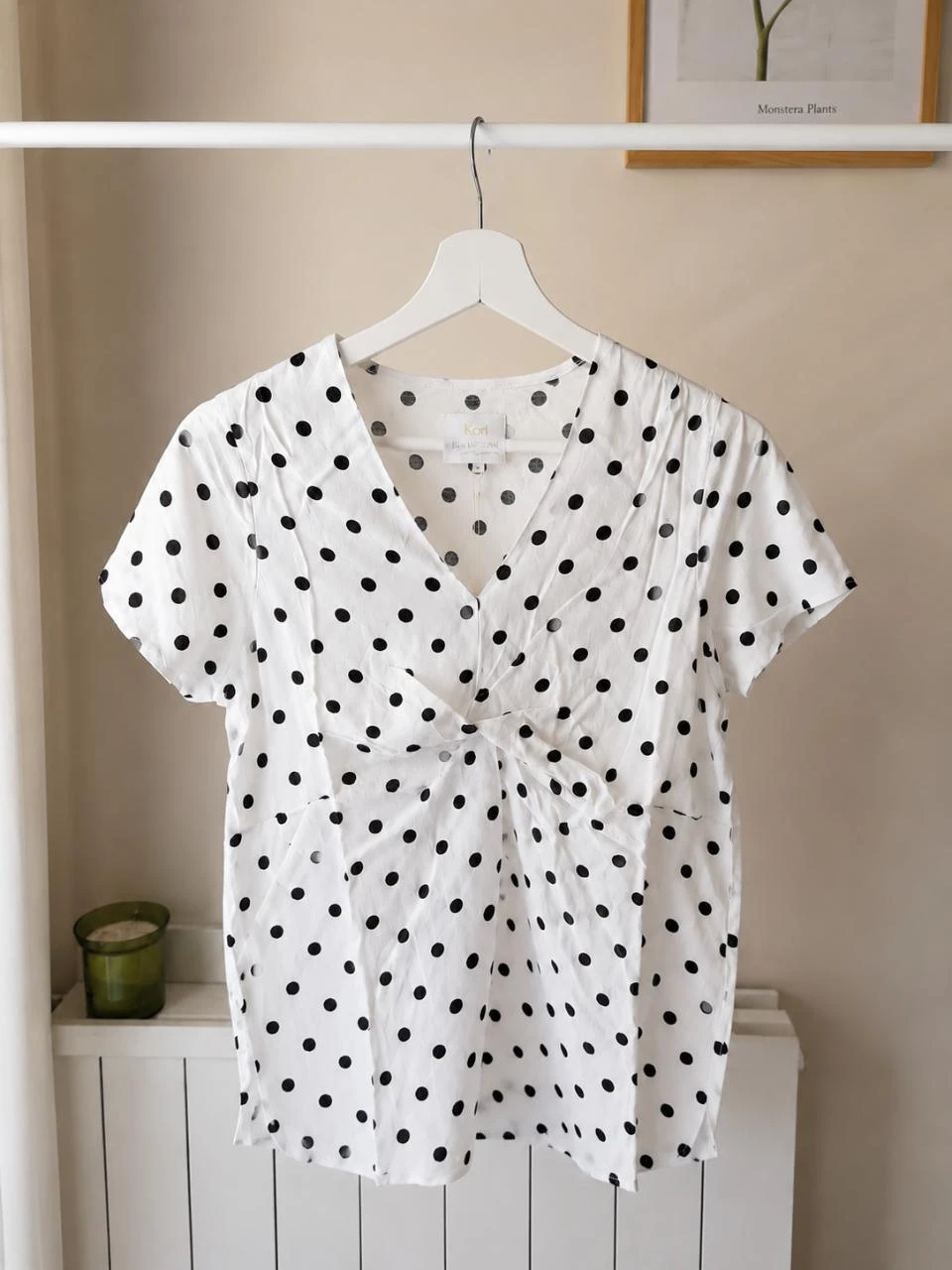 Blouse/Chemisier/Top Karl Marc John blanche pois noirs • Fluide taille XS Neuve
